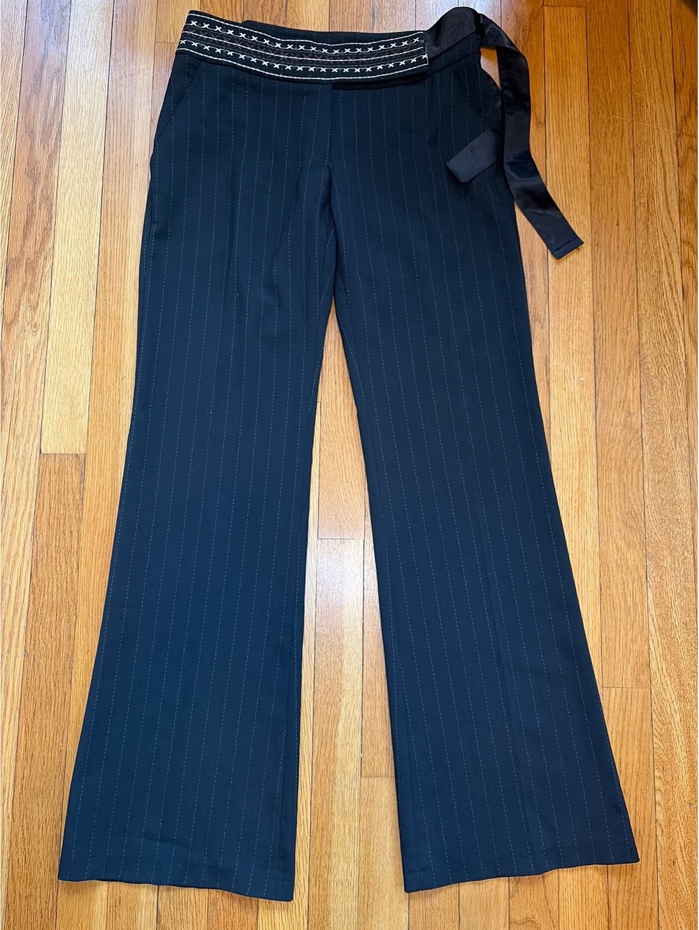 Vintage Sandro Black Low Rise Bootcut Pants 6 Y2K Office Siren Corporate Grunge